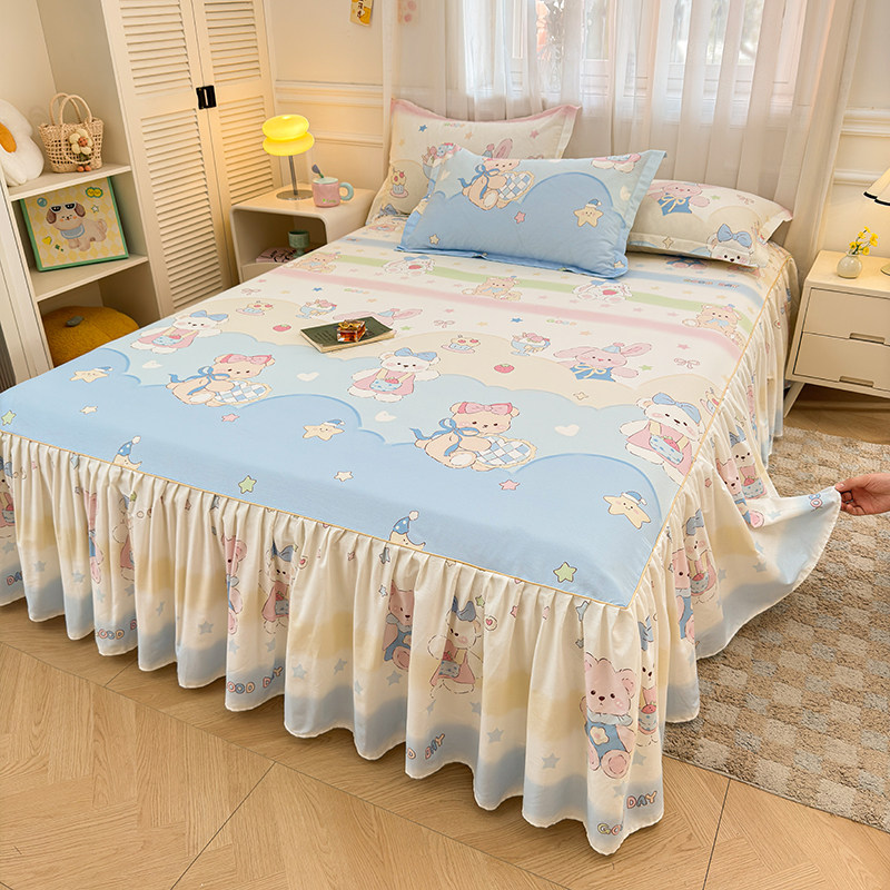 100%全棉床裙单件100x135x150cm纯棉卡通床罩床垫防滑套三四件套3,床上用品,床裙,淘宝优惠券,粉丝福利购,淘宝优惠卷