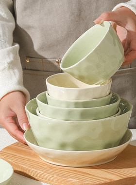 永顺兴陶瓷奶油风格家用光滑饭碗
