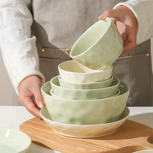 永顺兴陶瓷奶油风格家用光滑饭碗