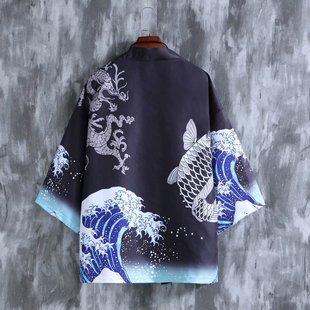 雪纺透气ins外套防晒衣男女 和服道袍薄款 帅气宽松开衫 浮世绘日式