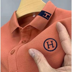 T恤中青年刺绣翻领保罗POLO衫 短袖 潮流纯色棉质上衣 商务男士 夏季