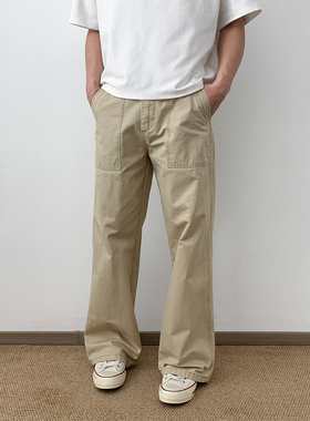 NSEEKE美式复古薄款休闲裤男款纯棉宽松直筒春夏季新款vintage潮