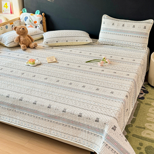 茶香熊熊 A类全棉正面纯棉床盖加厚夹棉床单加大加长拼接床可爱