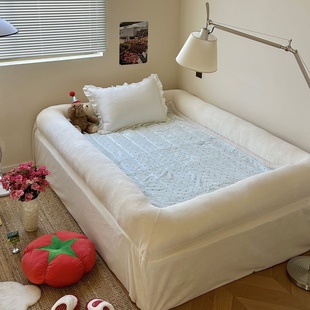 人类狗窝博主同款牛奶绒带边床单床褥床垫围边可拆洗软糯宅家懒人