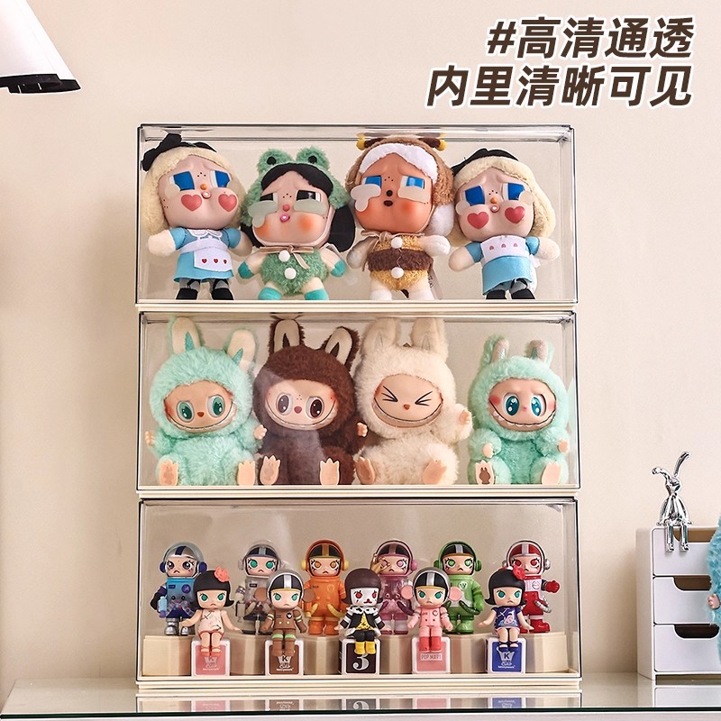 星星人收纳盒透明亚克力手办防尘罩labubu搪胶公仔娃娃盲盒展示盒