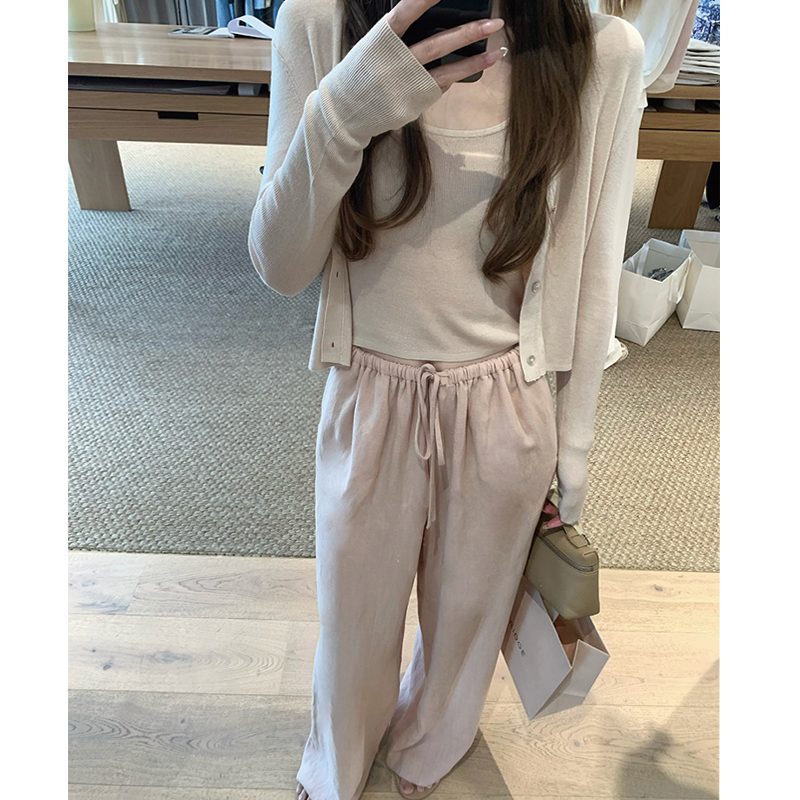 麻豆/daily chill多色囤！想要焊在腿上松弛感抽绳亚麻休闲阔腿裤