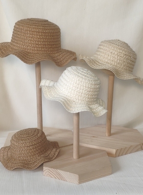 蜉蝣小居bjd娃用波浪花边草帽DD3分叔8分4分6分小布棉花娃娃帽子