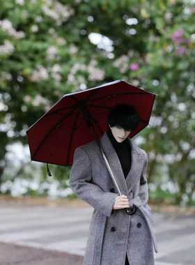 bjd75叔加长柄雨伞黑色红色白色黑胶红里透明diy娃衣道具迷你