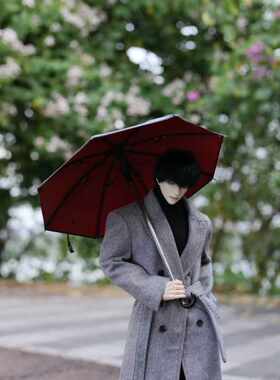 bjd75叔加长柄雨伞黑色红色白色黑胶红里透明diy娃衣道具迷你