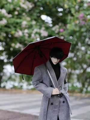 bjd75叔加长柄雨伞黑色红色白色黑胶红里透明diy娃衣道具迷你