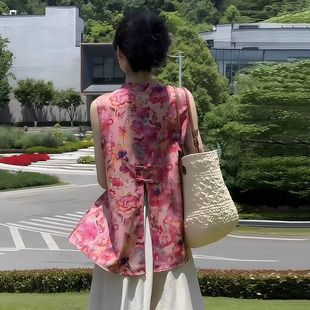 国风新中式盘扣衬衫女装2026新款夏季高级感背心马甲套装无袖上衣