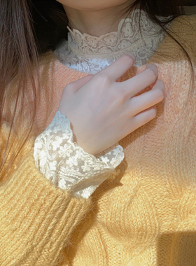 蕾丝打底衫女洋气内搭2025年秋冬新款半高领白色网纱上衣爆款小衫