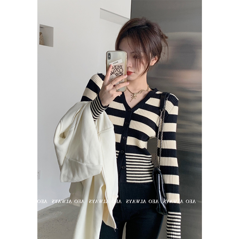 其他单排扣初秋新款黑白条纹