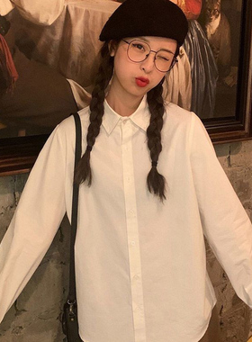 学生白色衬衣2025春季基础款内搭女士衬衫小众设计感叠穿显瘦上衣