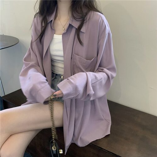 紫色防晒衬衫女夏季薄款开