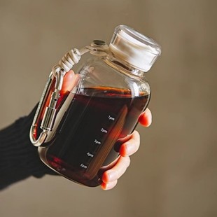 玻璃吸管杯带刻度冷泡瓶带提绳便携咖啡杯外带水瓶车载水杯饮料杯
