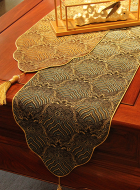 中式禅意桌旗国风古韵云锦茶席防水茶桌垫杯垫壶垫茶道配件长桌布
