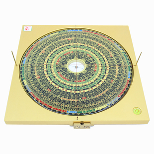 易仙强磁针8寸6周天易综合绿激光罗盘吴明修精准铝合金色罗庚摆件