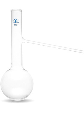 长颈具支蒸馏烧瓶250mL 25*88*220mm 具支蒸馏瓶 玻璃圆底蒸馏瓶 实验室用玻璃蒸馏烧瓶 申玻 含票