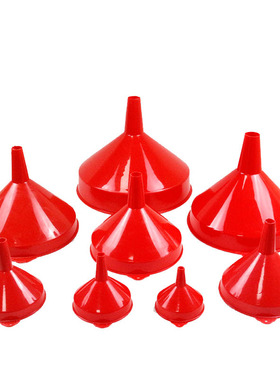 耐酸碱PE塑料红色漏斗 机油分装漏斗 过滤漏斗 大口径短颈塑料漏斗 加油漏斗