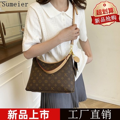 品牌真皮轻奢托特包女2025新款单肩斜挎包大容量购物袋复古腋下包