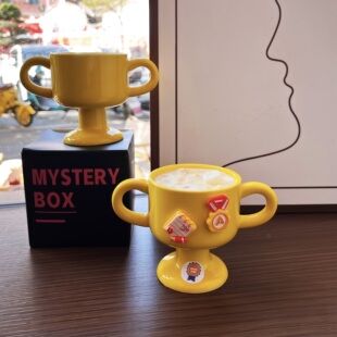 奖状陶瓷礼物杯家用冠军儿童水杯创意DIY陶瓷酸奶早餐马克杯