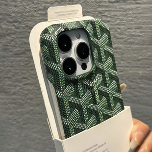 无边框轻奢高级感适用苹果17promax手机壳新款 潮牌13防指纹2防摔 iphone16promax素皮15pro狗牙半包14plus时尚