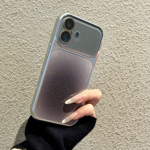 大视窗镜头全包水晶镜头晕染闪粉适用苹果17promax手机壳iPhone16pro高级感15新款14独特好看13电镀12防摔女