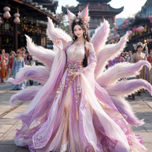 丽晨达羽九尾狐仙景区巡游服装