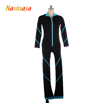 福诺花样滑冰服套装训练服亲肤加绒定制儿童成人上衣夹克裤子彩条