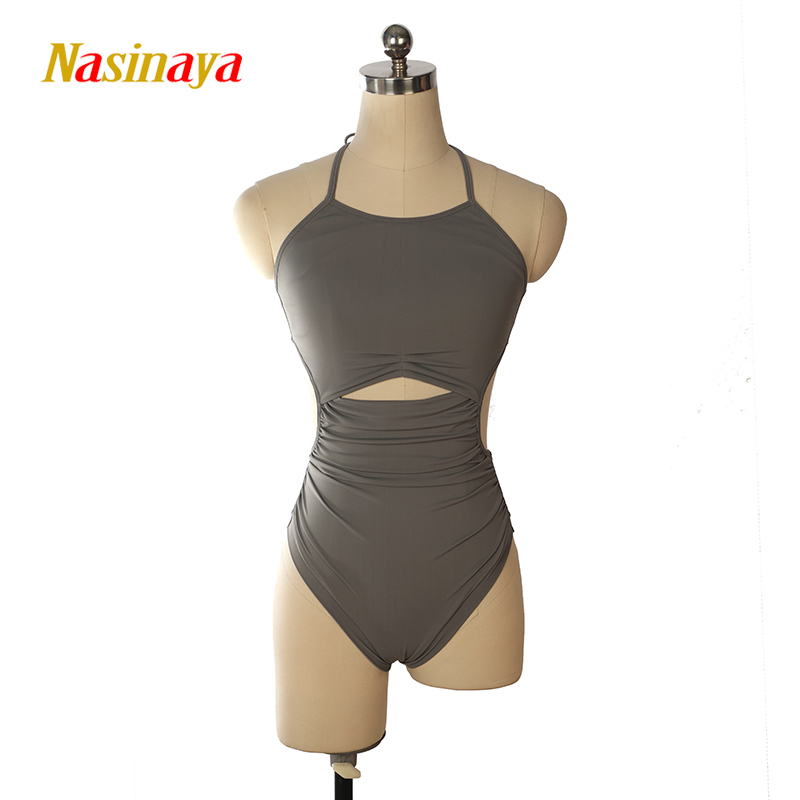 福诺空中瑜伽钢管舞服装花样滑冰服表演比赛女童成人镂空挂脖