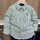 中大童薄款 现货2025春秋新款 衬衫 纯棉休闲长袖 百搭条纹衬衣 男童装