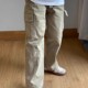 裤 男秋季 新款 日系复古卡其色多口袋工装 潮牌宽松直筒阔腿休闲长裤