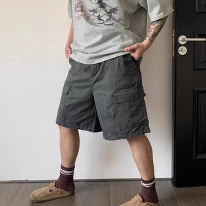 美式复古纯棉大口袋灰色工装短裤男夏季高街慵懒风宽松休闲五分裤
