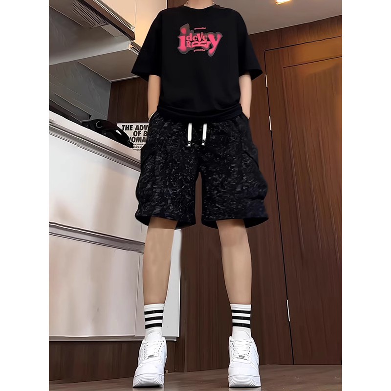 满天星扎染工装短裤男夏季痞帅高级感休闲中裤美式宽松运动五分裤