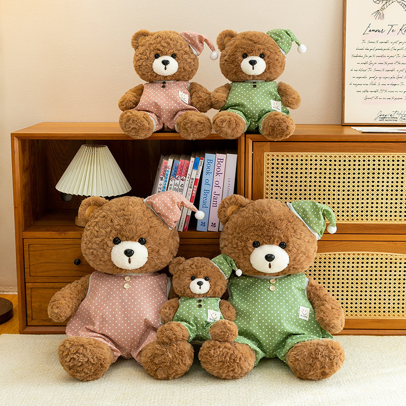 点点睡衣情侣小熊玩偶毛绒玩具泰迪熊公仔睡觉抱枕娃娃女生日礼物