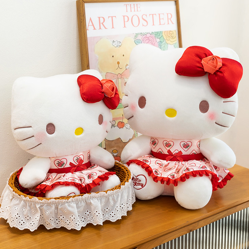 新款玫瑰hellokitty公仔哈喽KT猫咪布娃娃凯蒂猫玩偶毛绒女生抱枕