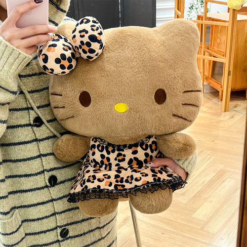 爆款hellokitty豹纹猫咪毛绒玩具女生日可爱公仔礼物猫猫超萌玩偶