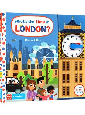 【自营】英文原版 What's the Time in London 时钟玩具书 地理知识绘本 亲子共读