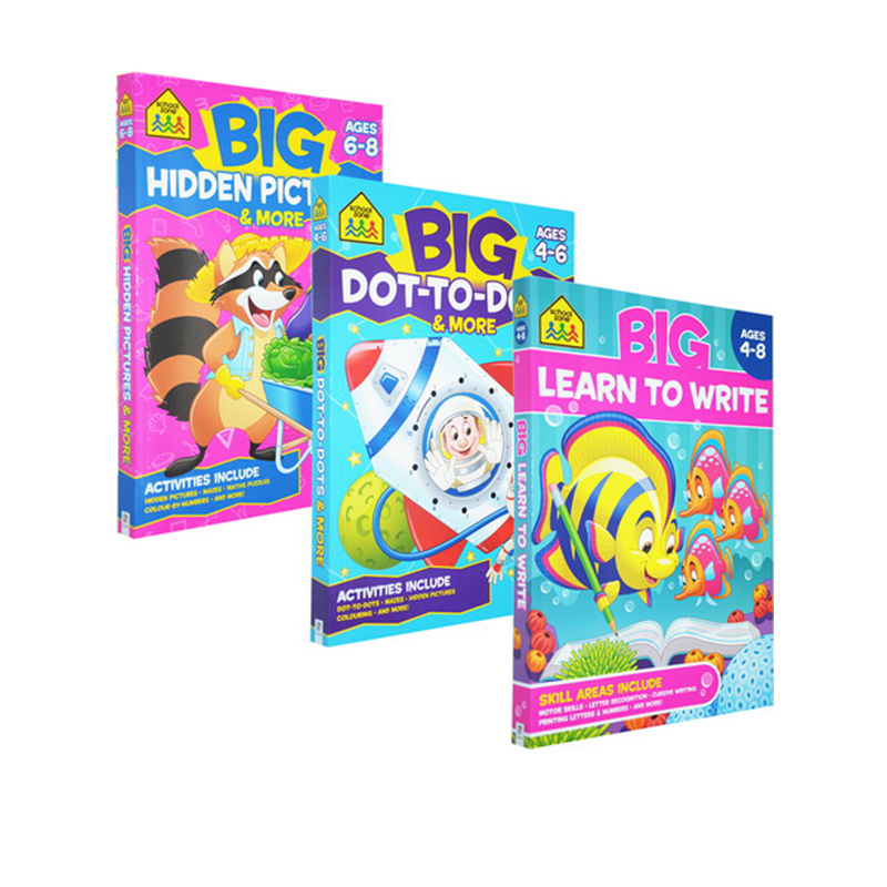 【自营】4-8岁描点3册 School Zone Big Activity Book Handwriting Dot-to-Dot Hidden Pictures 儿童  英文