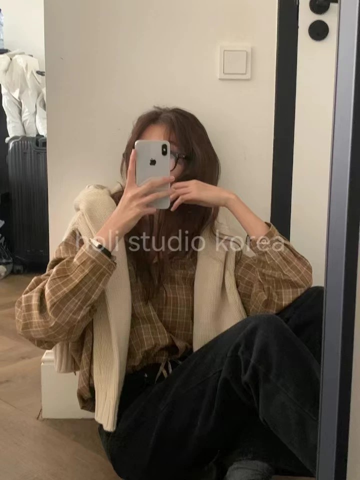 SALE 原239韩国代购 overtake 新款格子连帽抽绳外套时尚百搭