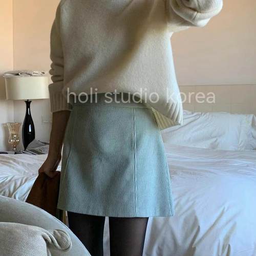 Sale原189韩国代购东大门代购slowb早春灯芯绒半身裙短裙复古洋气