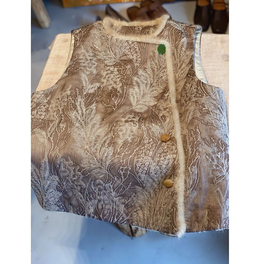 盘扣外套羊绒提花真丝马夹