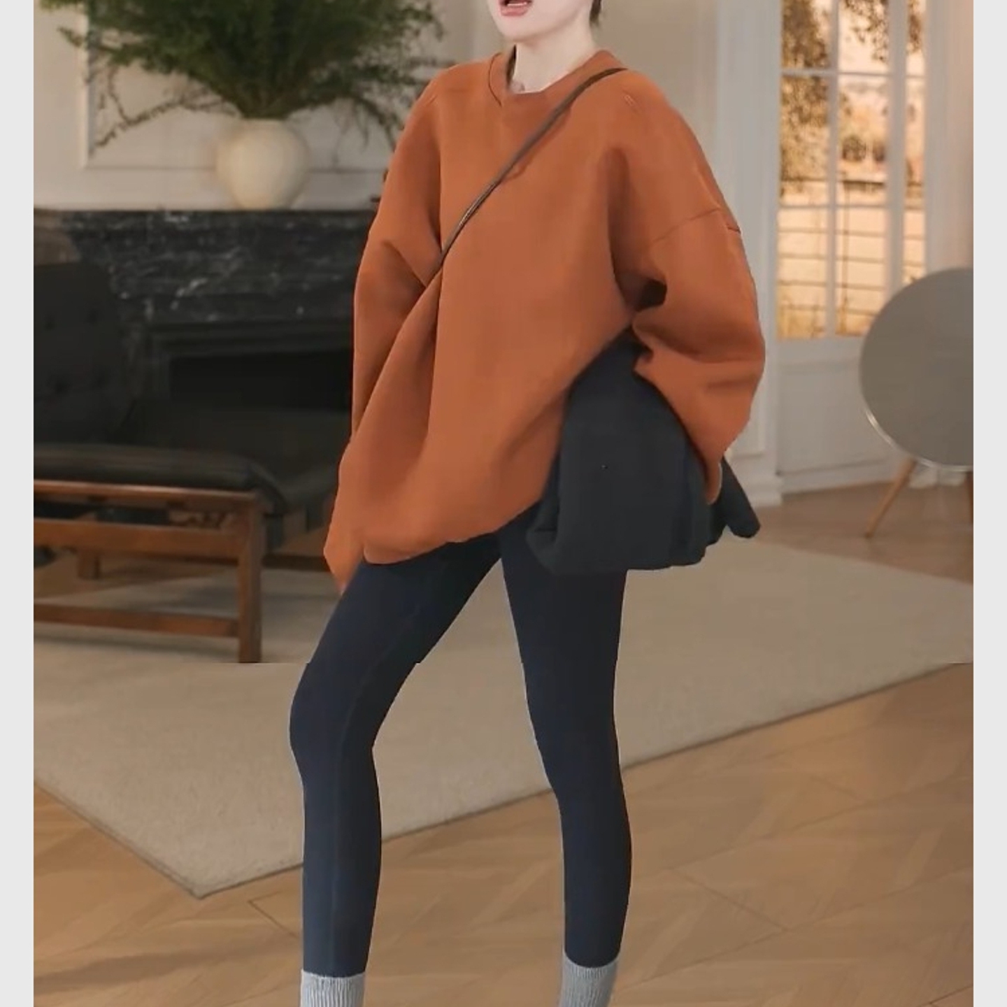 南瓜色套头卫衣女新款2025爆款时尚洋气宽松慵懒风小个子秋季上衣