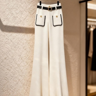 白色裤子女2025新款今年流行爆款小香风气质高腰显瘦阔腿裤长裤冬