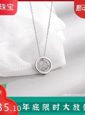 纯银立体吊坠锁骨链现货