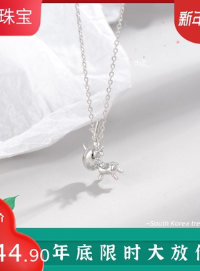纯银小麋鹿文艺风森系现货锁骨链