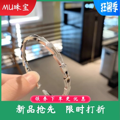 s9999纯银手镯女款CNC蛇形开口手环小众设计时尚菱形几何七彩手饰
