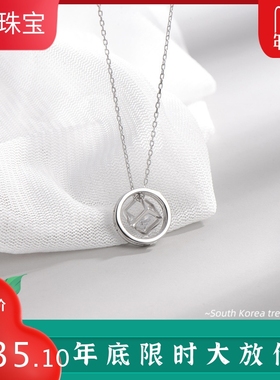 纯银立体吊坠锁骨链现货