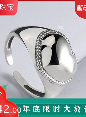 欧美风复古爱心纯银开口戒指新品